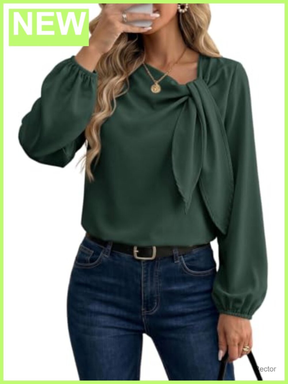 Asymmetrical Neck Knot Blouse Long Sleeve Business Casual Top for Work Office